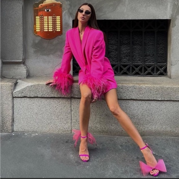 NWT Zara Straight Cut Feather Blazer - Picture 12 of 17